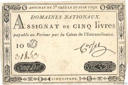 5 Livres FRANCE  1792 Ass.30a TB