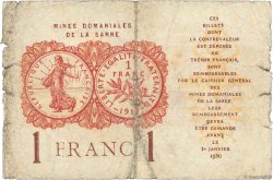 1 Franc MINES DOMANIALES DE LA SARRE FRANCE  1920 VF.51.01 AB