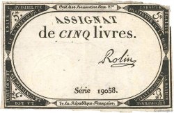 5 Livres FRANCE  1793 Ass.46a TB