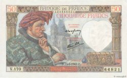 50 Francs JACQUES CŒUR FRANKREICH  1942 F.19.20 fVZ