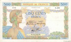 500 Francs LA PAIX FRANCE  1940 F.32.03 TB+