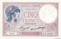 5 Francs FEMME CASQUÉE FRANCE  1933 F.03.17 SPL
