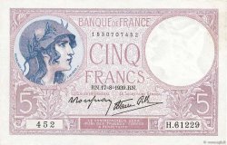 5 Francs FEMME CASQUÉE modifié FRANCE  1939 F.04.06 SUP+
