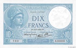 10 Francs MINERVE modifié FRANCE  1941 F.07.28 AU+