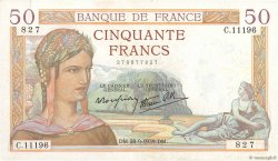 50 Francs CÉRÈS modifié FRANCE  1939 F.18.32 TTB