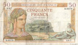 50 Francs CÉRÈS modifié FRANCE  1937 F.18.01 pr.TB