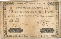 5 Livres FRANCE  1791 Ass.20a TB