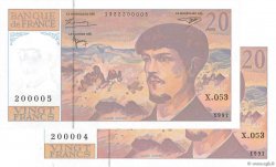 20 Francs DEBUSSY Modifié Consécutifs FRANCE  1997 F.66ter.02 NEUF