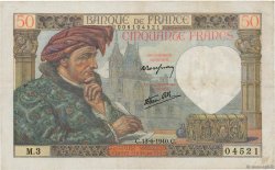50 Francs JACQUES CŒUR FRANCE  1940 F.19.01 TTB