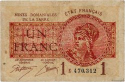1 Franc MINES DOMANIALES DE LA SARRE FRANCE  1920 VF.51.05