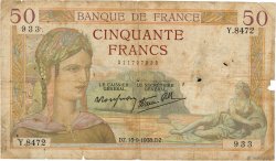 50 Francs CÉRÈS modifié FRANCE  1938 F.18.14