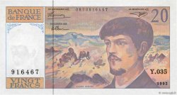 20 Francs DEBUSSY à fil de sécurité FRANCE  1992 F.66bis.03