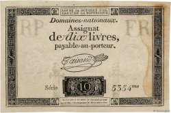 10 Livres filigrane républicain FRANCE  1792 Ass.36b