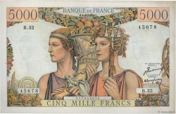 5000 Francs TERRE ET MER FRANKREICH  1949 F.48.02 fVZ