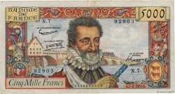 5000 Francs HENRI IV FRANCE  1957 F.49.01 TB
