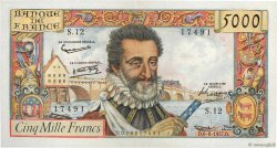 5000 Francs HENRI IV FRANKREICH  1957 F.49.02 VZ