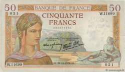 50 Francs CÉRÈS modifié FRANCE  1939 F.18.36 TTB