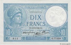 10 Francs MINERVE modifié FRANCE  1940 F.07.16 SUP