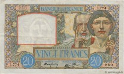 20 Francs TRAVAIL ET SCIENCE FRANCE  1940 F.12.05 TB+