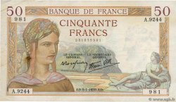 50 Francs CÉRÈS modifié FRANCIA  1939 F.18.19 BB