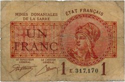 1 Franc MINES DOMANIALES DE LA SARRE FRANCE  1919 VF.51.05