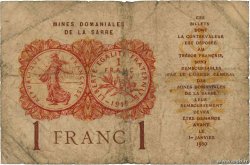 1 Franc MINES DOMANIALES DE LA SARRE FRANCE  1919 VF.51.05 AB