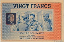 20 Francs BON DE SOLIDARITÉ FRANCE Regionalismus und verschiedenen  1941 KL.08A1bis fST+