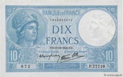 10 Francs MINERVE modifié FRANCE  1940 F.07.17 VF+