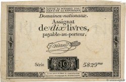 10 Livres filigrane républicain FRANCE  1792 Ass.36b