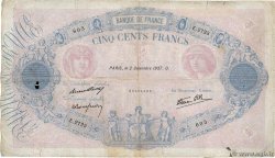 500 Francs BLEU ET ROSE modifié FRANCIA  1937 F.31.04 q.B