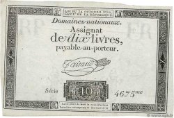 10 Livres filigrane républicain FRANCE  1792 Ass.36b VF