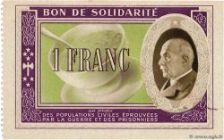 1 Franc BON DE SOLIDARITÉ FRANCE regionalism and miscellaneous  1941 KL.02B2 AU+