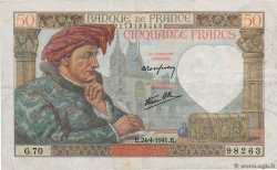 50 Francs JACQUES CŒUR FRANCE  1941 F.19.09 TB+