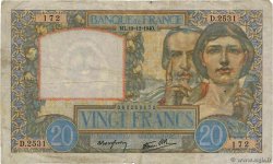 20 Francs TRAVAIL ET SCIENCE FRANCIA  1940 F.12.11 RC+