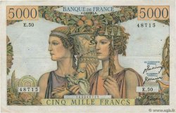 5000 Francs TERRE ET MER FRANCIA  1951 F.48.04 BC+