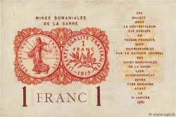 1 Franc MINES DOMANIALES DE LA SARRE FRANCE  1919 VF.51.01 TTB