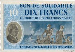 10 Francs BON DE SOLIDARITÉ Fauté FRANCE Regionalismus und verschiedenen  1941 KL.07B2 fST+