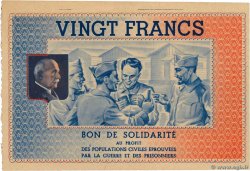 20 Francs BON DE SOLIDARITÉ FRANCE regionalism and miscellaneous  1941 KL.08A1 XF+