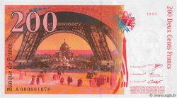 200 Francs EIFFEL Petit numéro FRANCE  1995 F.75.01 UNC