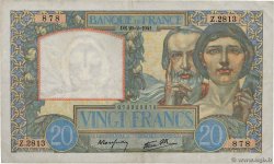 20 Francs TRAVAIL ET SCIENCE FRANCE  1941 F.12.12 VF