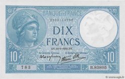 10 Francs MINERVE modifié FRANCE  1941 F.07.28 SPL+