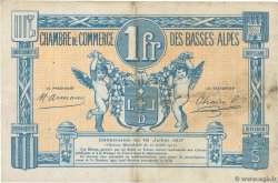 1 Franc FRANCE regionalism and various Basses-Alpes 1917 JP.020.02 VF-