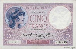 5 Francs FEMME CASQUÉE modifié FRANCE  1939 F.04.03 VF