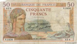 50 Francs CÉRÈS FRANCIA  1937 F.17.33 RC+