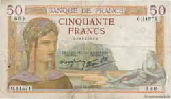 50 Francs CÉRÈS modifié FRANCE  1939 F.18.35 pr.TB