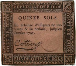 15 Sols FRANCE regionalism and miscellaneous Dijon 1792 Kc.21.032 VF