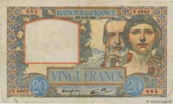 20 Francs TRAVAIL ET SCIENCE FRANCE  1941 F.12.20 TB