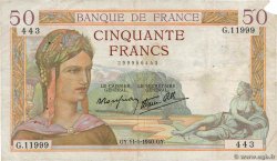 50 Francs CÉRÈS modifié FRANCIA  1940 F.18.37 q.MB