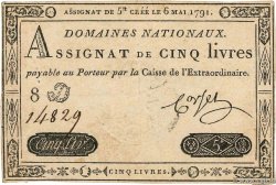 5 Livres FRANCE  1791 Ass.12a VF