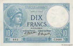 10 Francs MINERVE FRANKREICH  1922 F.06.06 VZ